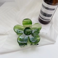 Transparente grüne Blumen-Haarklammer mit Marmortextur für Damen-Frisuren-Styling - Groß / Grün