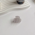 Translucent grayish-purple acetate hair claw clip with rhinestones for women - White Letter Mini Small Rectangular