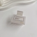 Elegant cream rectangular acetate hair claw clip with colorful rhinestone border - White Letter Small Rectangular