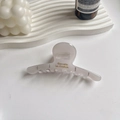 Pink acetate hair claw clip with gold rhinestone lettering in a minimalist setup - White Letter Hanger Shape
