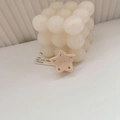 Mini molletta a stella rosa crema in acetato con strass decorativi per ragazze - Stella Crema