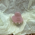 Mini heart-shaped hair claw in pink acetate with gold France Handmade lettering - Pink