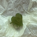 Mini heart-shaped matcha green acetate hair claw clip with golden France handmade text - Green
