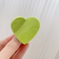 Pince à cheveux en acétate en forme de cœur vert herbe avec une finition brillante - Vert clair