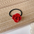 Eleganter roter Haargummi mit Acetat-Rose und elastischem Band für Vintage-Frisuren - Rote Rose Haargummi