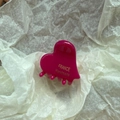 Mini heart-shaped hair claw clip in vibrant rose pink with gold France Handmade logo - 34# Bright Red Heart Style