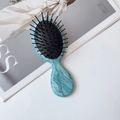 Blue and white marble pattern paddle brush with air cushion for hair scalp massage - Blue Marble