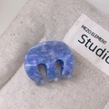 Detail of blue and purple marble acetate hair claw clip with golden Barrette la France text - 36# Blue Purple Marble Fat M-Claw Style (2.5cm)