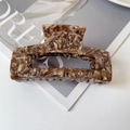Vintage brown tortoiseshell acetate hair claw clip with France Handmade engraving - Mottled Brown