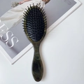 Olijfgroene haarborstel met marmertextuur en zwart massagekussen borstelharen - Groot Groen (21.5cm*6.6cm 58g)