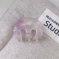 Macro shot of pink marble acetate hair claw clip with pearlescent finish on linen - 37# Pink Purple Magic Marble Fat M-Claw Style (2.5cm)