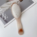 Haarborstel met amberkleurig marmerpatroon en antistatische borstels voor hoofdmassage - Groot Wit Golftextuur (22cm*6.5cm 55g)
