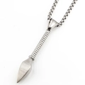 Minimalist stainless steel spear pendant necklace with matte finish on a silver box chain - Silver Pendant With Box Chain