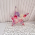 Star-shaped acetate hair claw clip with colorful marble pattern in pink and purple - Floral Pink Hairclip