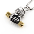 Hip hop fitness necklace with fist holding dumbbell pendant in silver and gold titanium steel - Gold Tiger Head Necklace With Box Chain