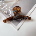 Medium acetate hair claw clip with caramel brown and blue tortoiseshell pattern - Coffee Blue