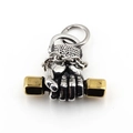 Hip hop fist and dumbbell necklace pendant in silver and gold tone stainless steel - Pendant Only (Without Chain)