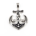 Vintage gothic anchor pendant in oxidized silver steel with nautical scroll patterns - Single Pendant (No Chain)