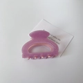 Pince à cheveux Y2K en acétate violet à paillettes avec texte France Handmade - Demi-cercle / 5.5cm*4cm / Rose