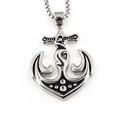 Vintage silver anchor pendant necklace with box chain for men in nautical punk style - Anchor Pendant With Box Chain