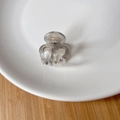 Mini molletta per capelli in acetato grigio marmorizzato con logo France Handmade - 2# Grigio - 3.2cm*3cm