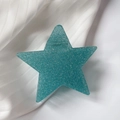 Glitzernde Haarspange in Sternform, meerblaues Harz mit funkelndem Finish auf Stoff - Mittel / Glitzer Cyan