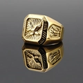 Vintage gold plated titanium steel eagle signet ring with scorpion side carvings - US 7 / Gold