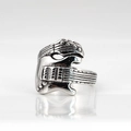 Punk vintage style stainless steel ring featuring a detailed electric guitar design in silver - Size 5 / Steel
