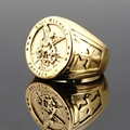 Golden St. Michael Archangel signet ring in vintage titanium steel for men - Size 6 / All Gold Color