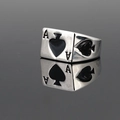 Men's Ace of Spades poker ring in vintage silver-tone stainless steel finish - US 6 / Silver