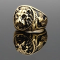 Vintage oxidized tiger head ring in silver finish for men, punk hip-hop streetwear style - Size 7 / Gold