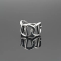 Polierter Kronen-Kettenring aus Titanstahl mit klassischem Vintage-Ankerglied-Design - US 7 / Silber