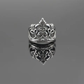 Retro crown ring in vintage titanium steel featuring intricate hollow vine patterns - US 7 / Steel