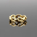 Polished gold titanium steel ring featuring a vintage woven chain-link texture design - US 7 / Gold