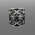 Anello a fascia larga vintage in acciaio inox con stelle a rilievo e finitura - US 7 / Argento Antico