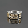 Retro stainless steel abacus ring with moving gold beads and side coin reliefs - US 7 / Gold Steel Base Ring