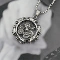 Steampunk-Zahnrad-Totenkopf-Halskette in Retro-Silber für Biker und Hip-Hop-Style - Anhänger Mit Kette Wie Abgebildet
