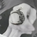 Vintage-Anhänger mit Mond und Rose aus oxidiertem Silber für Damen und Herren im Dark-Style - Nur Anhänger