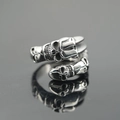 Gothic punk dragon claw skull ring in vintage silver finish for men and women - Size 6 / Steel