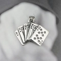 Retro steel poker royal flush pendant featuring vintage silver finish for men - Pendant Only (No Chain)