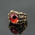 Gothic punk dragon claw ring with realistic red evil eye in vintage gold finish - Size 7 / Gold Red Eye