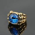 Bague griffe de dragon dorée gothique ornée d'un œil de démon bleu détaillé - Taille 7 / Pierre d'Œil de Chat Bleue Dorée