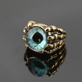 Bague griffe de dragon dorée gothique avec un œil bleu mystique pour hommes et femmes - Taille 7 / Or Œil Sarcelle