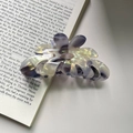 Pinza de pelo floral de acetato con textura de mármol lila para peinado francés - Morado Gris