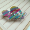 Colorful striped acrylic butterfly hair claw clip with cutout design for women - Striped Rainbow