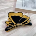 Elegante pinza para el pelo de mariposa en acetato amarillo y negro con cristales - Amarillo