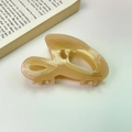 Handmade champagne acetate hair claw clip with vintage French lettering design - Beige