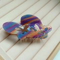 Hollow butterfly hair claw clip with colorful rainbow gradient acetate finish for women - Striped Orange Purple