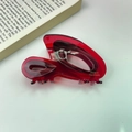 Artistic deep red translucent acetate hair claw clip with golden handmade logo - Red