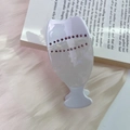 Elegante molletta per capelli in acetato bianco perlato con strass rosa per donna - Bianco Bicchiere da Vino 9cm*4.5cm